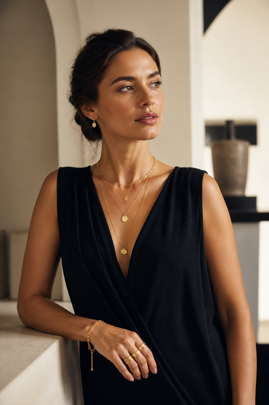 GOLDEEGA™ women's fine jewelry editorial featuring necklaces and rings